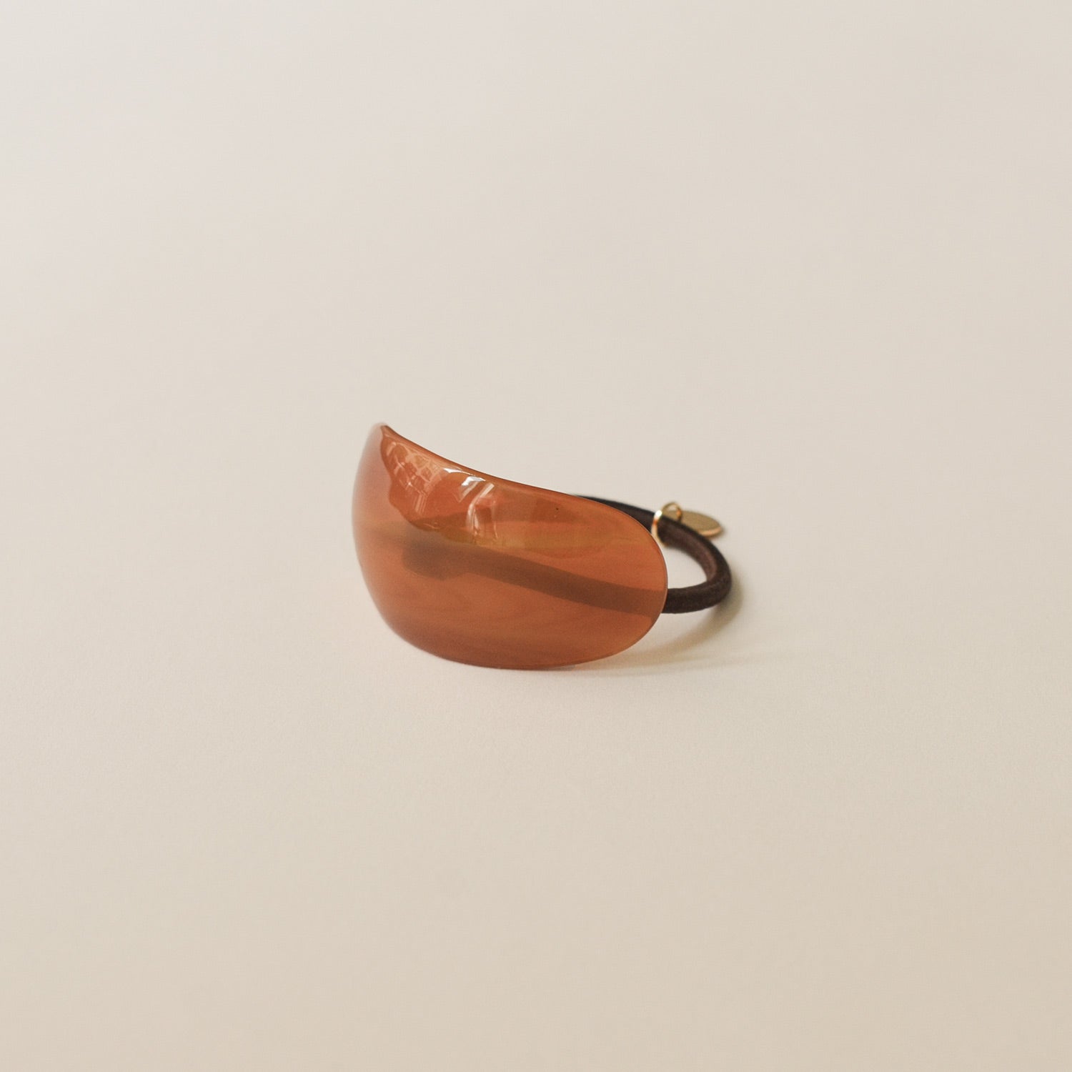 Curved Oval Resin Ponytail Hair Tie | Brown