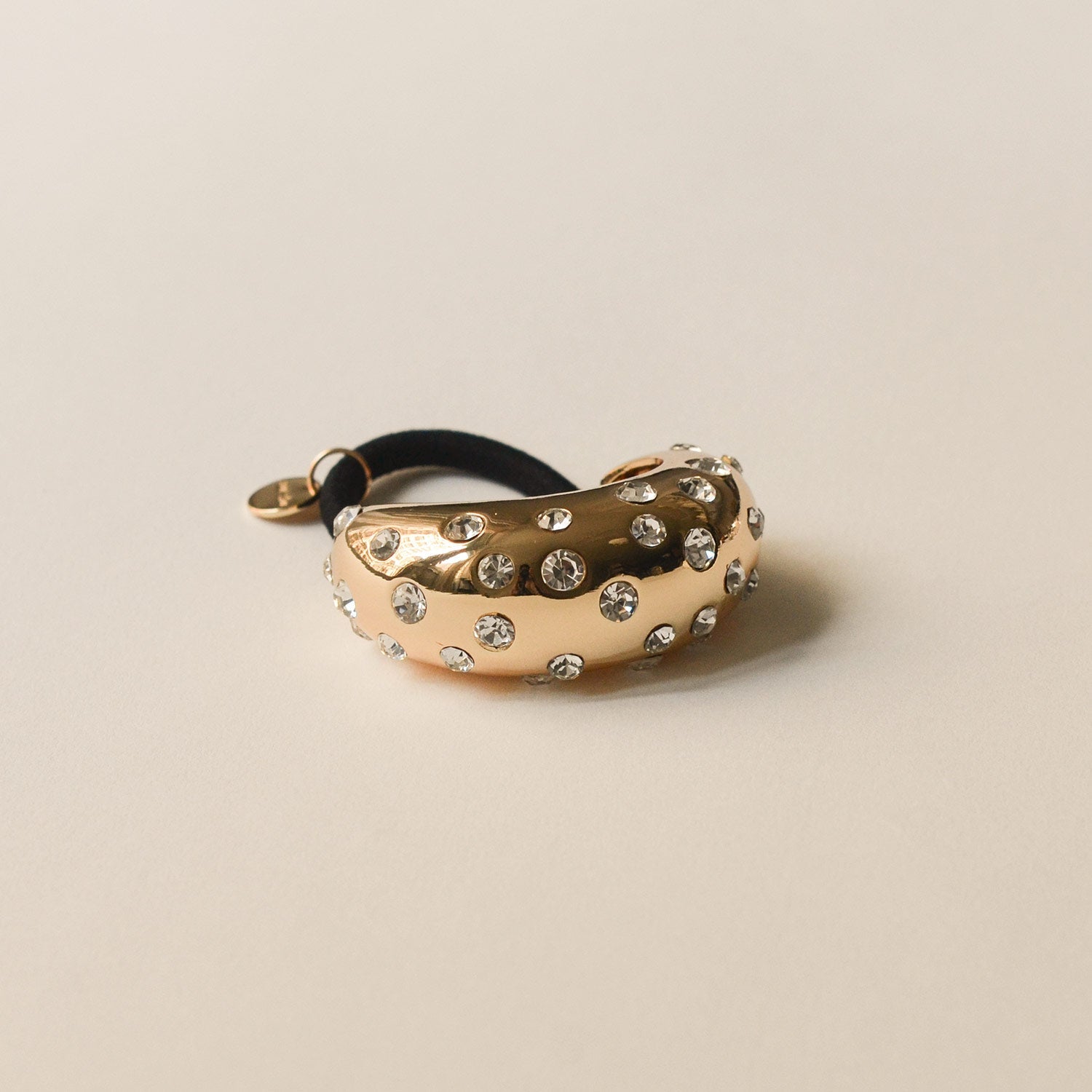 Crystal Crescent Metal Cuff Ponytail Hair Tie | Gold