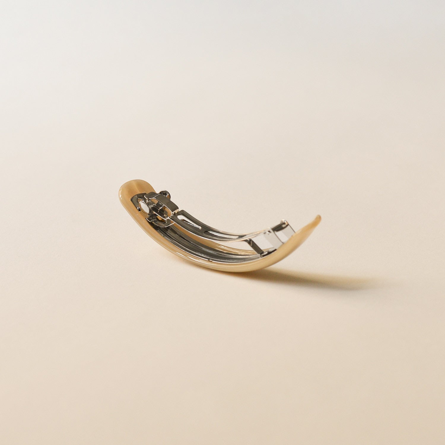 Long Curved Resin Barrette Hair Clip | Beige