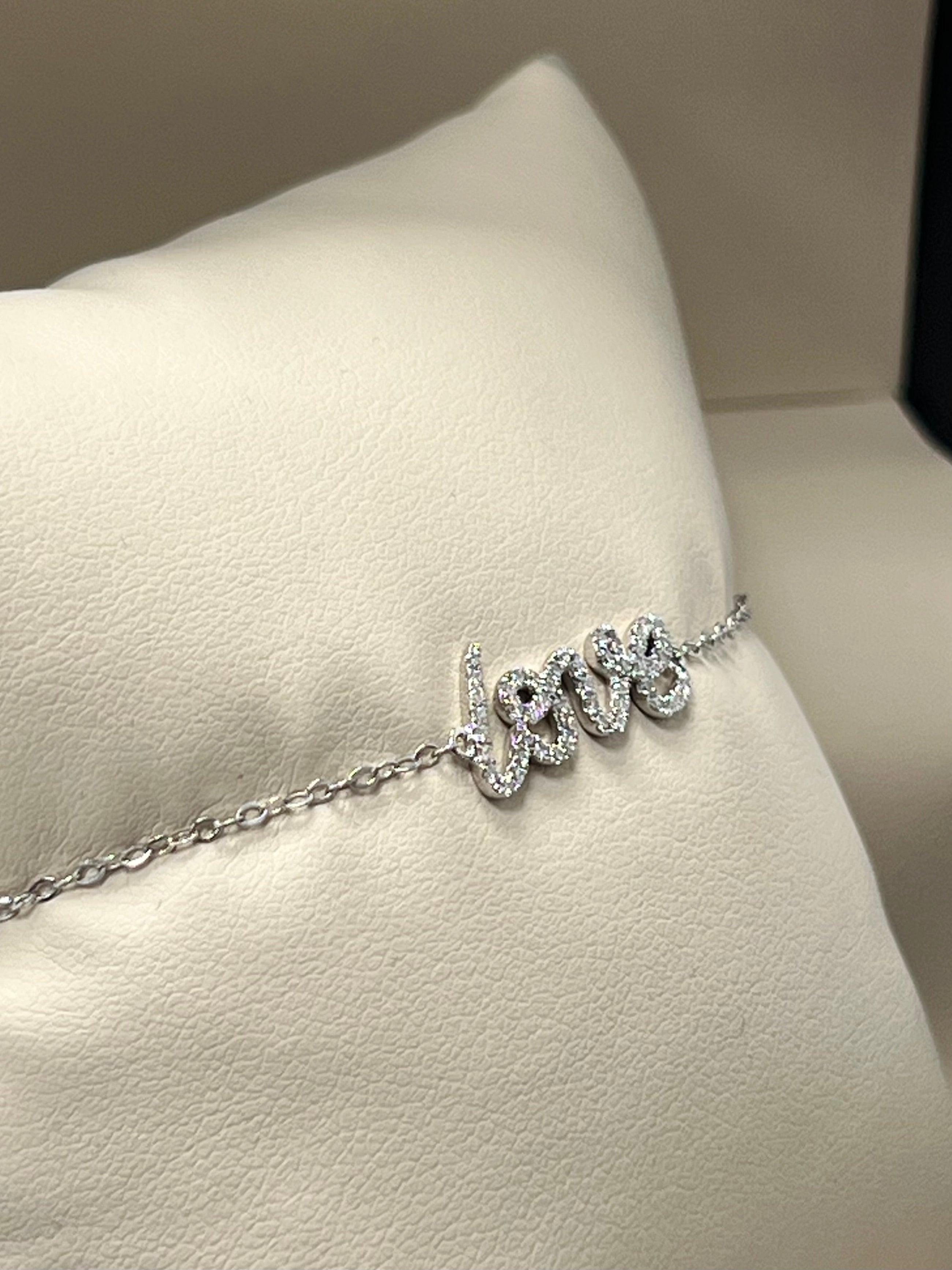 14K White Gold Diamond "Love" Bracelet, 0.16ct