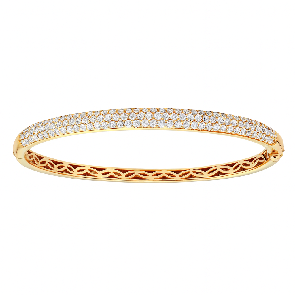 14K Rose Gold Three Row Diamond Bangle, 2.08ct