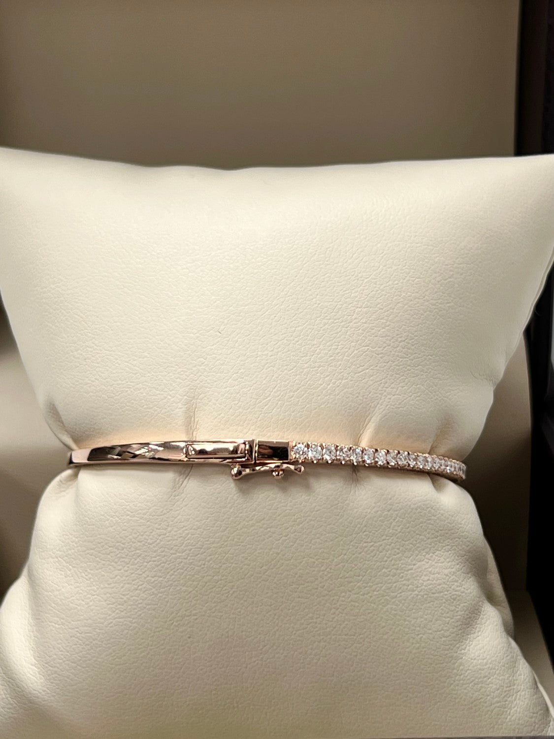 Classic 14K Rose Gold Diamond Bangle, 0.92ct