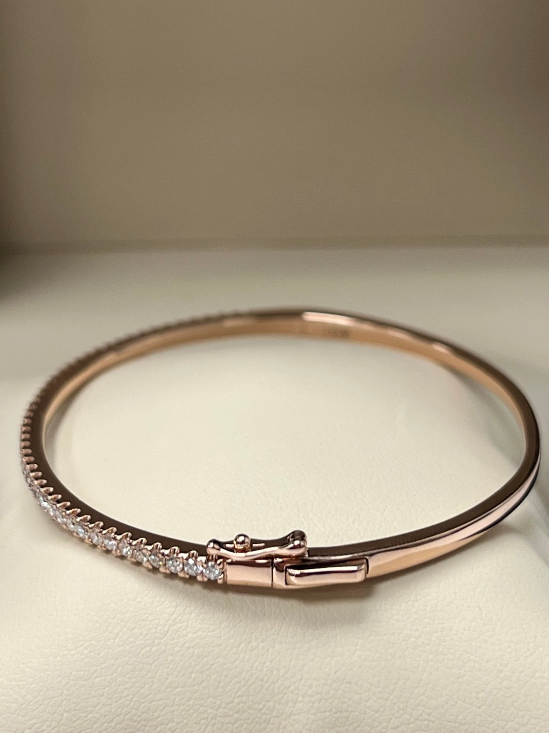 Classic 14K Rose Gold Diamond Bangle, 0.92ct