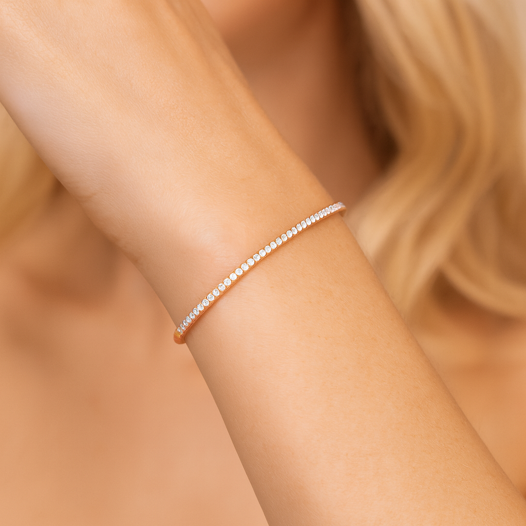 Classic 14K Rose Gold Diamond Bangle, 0.92ct