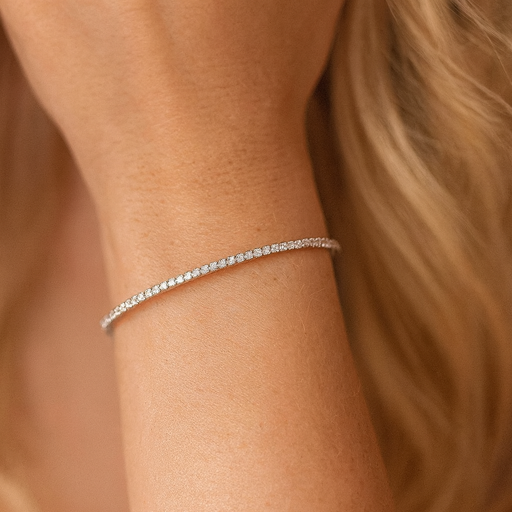 Classic 14K White Gold Diamond Bangle, 0.92ct