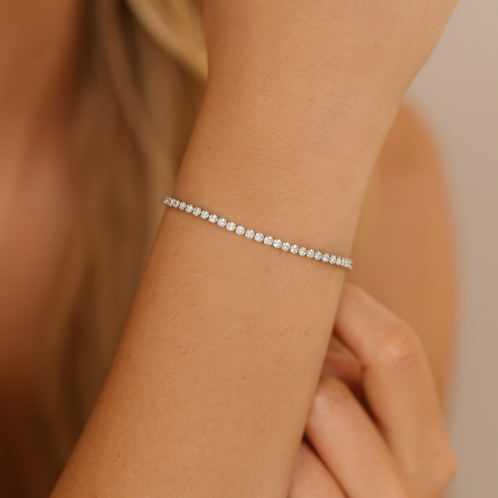 14K White Gold Diamond Jamie Tennis Bracelet, 1ct