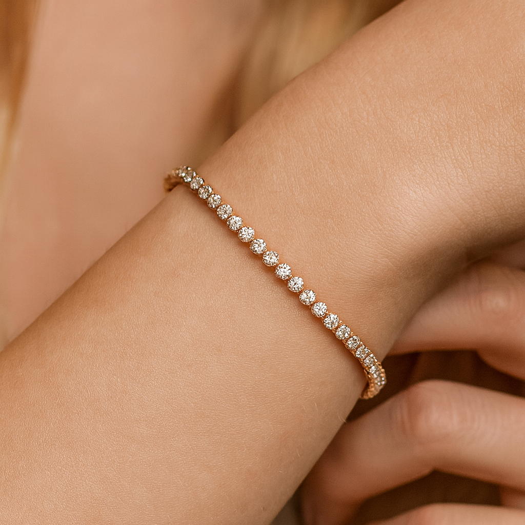 14K Rose Gold Diamond Jamie Tennis Bracelet, 1ct
