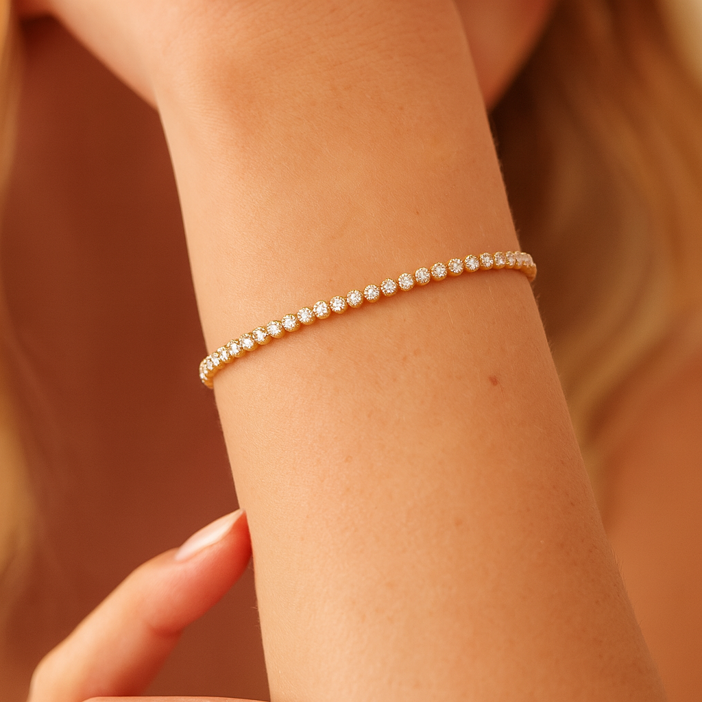 14K Yellow Gold Diamond Jamie Tennis Bracelet, 1ct