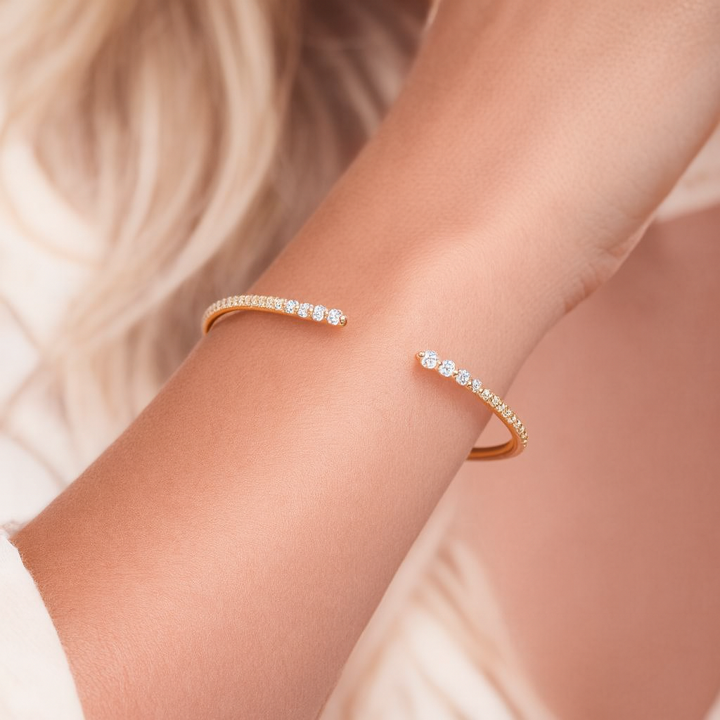 14K Yellow Gold Diamond Claw Bangle, 0.54ct