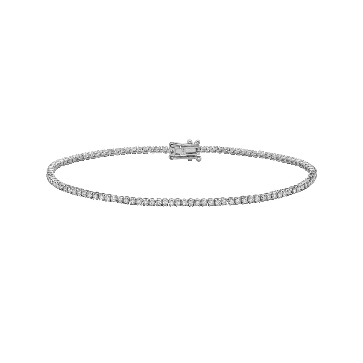 14K White Gold Prong Set DiamondTennis Bracelet, 1.22ct