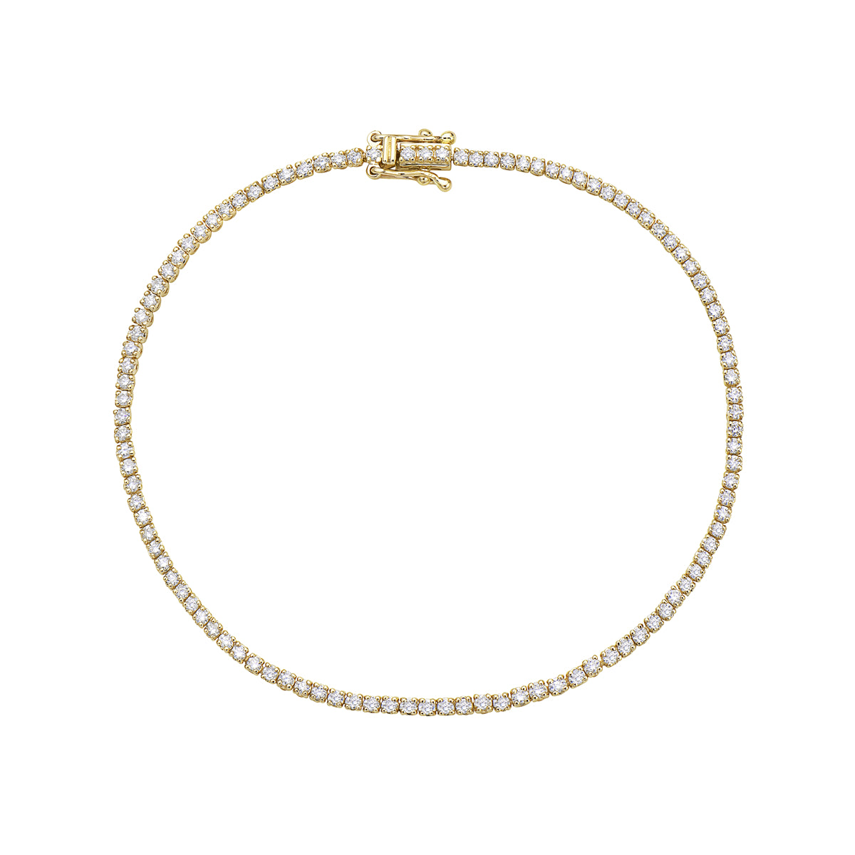 14K Yellow Gold Diamond Prong Set Tennis Bracelet