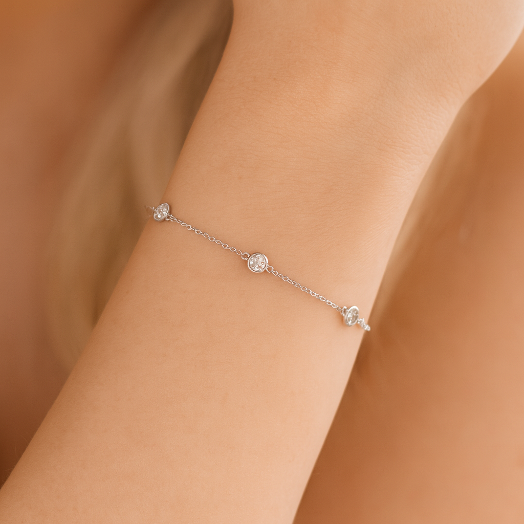 14K White Gold Diamonds By The Yard Bracelet - Large, 0.75ct