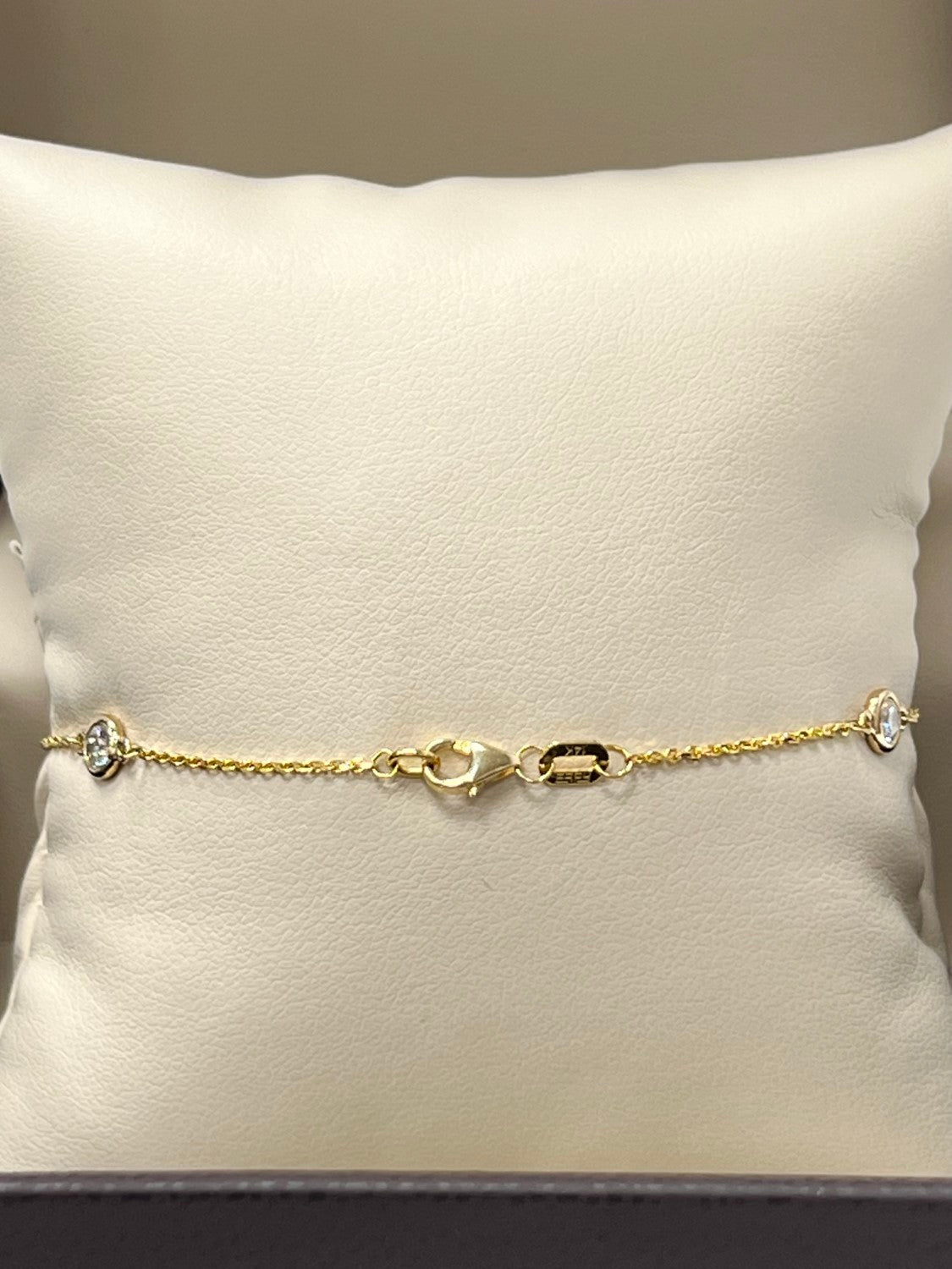 14K Yellow Gold Diamonds Station Bracelet - Large, 0.75ct