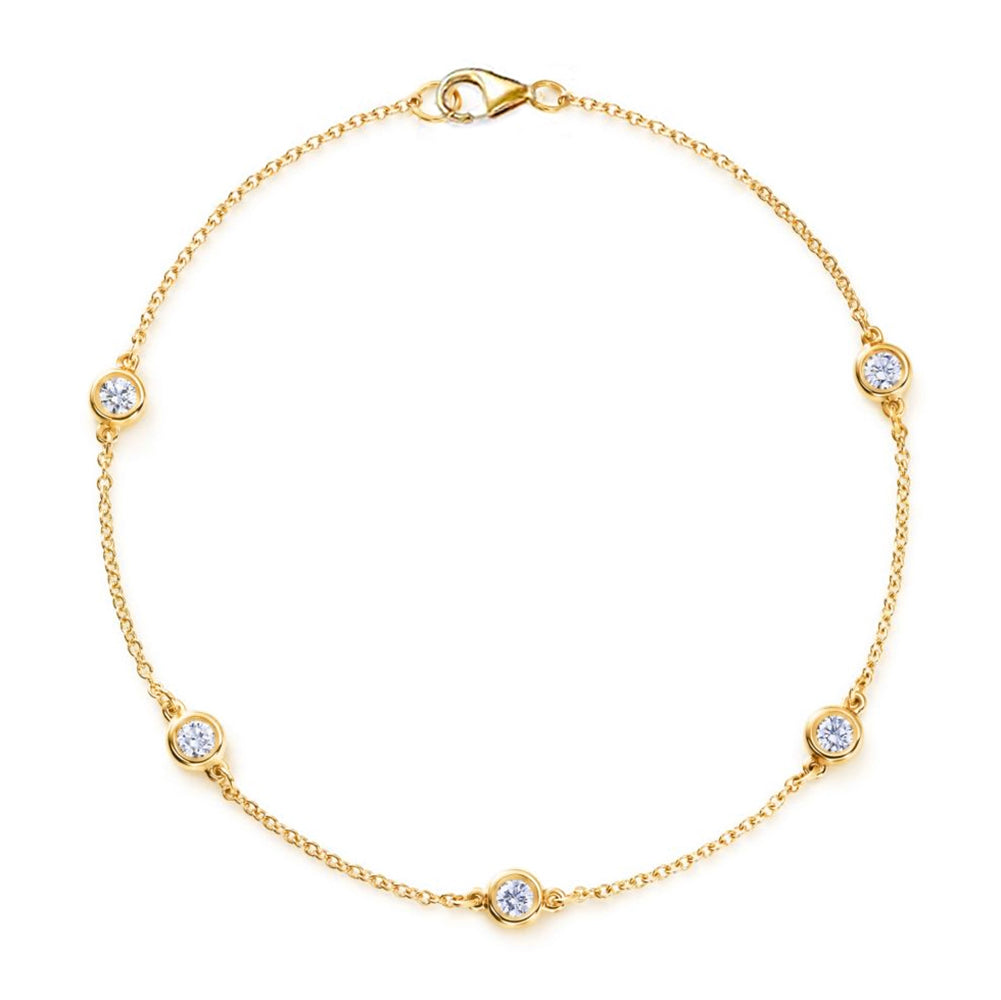 14K Yellow Gold Diamond Station Bracelet - Small, 0.35ct