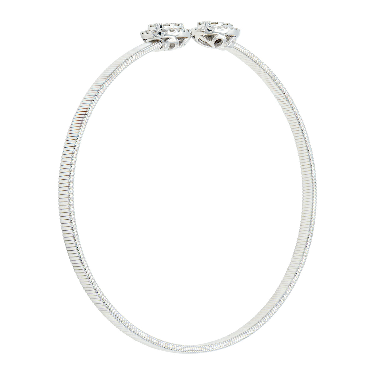 14K White Gold Diamond Oval Cluster Bangle, 0.6ct