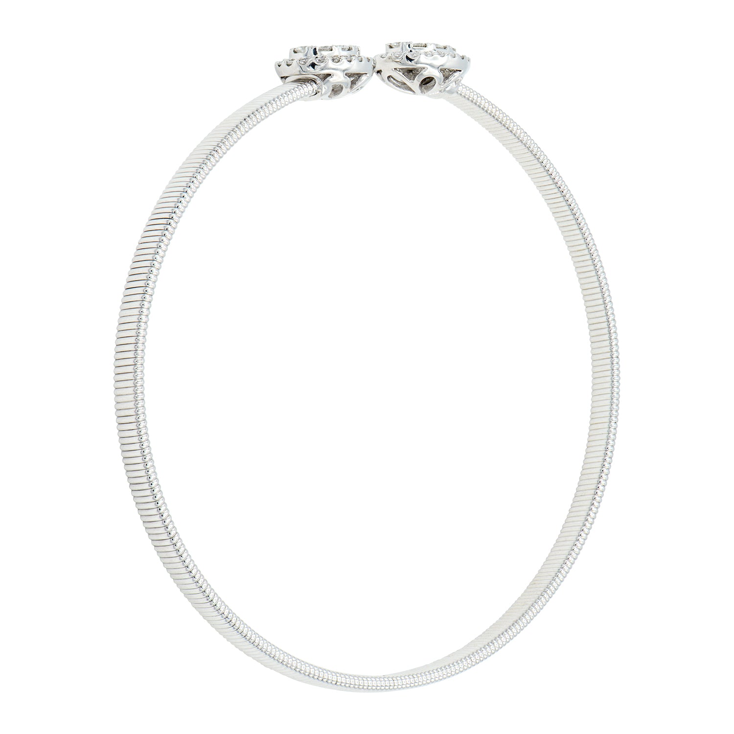 14K White Gold Diamond Oval Cluster Bangle, 0.6ct