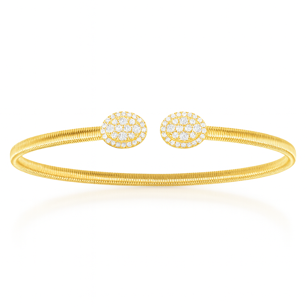 14K Yellow Gold Diamond Bangle Bracelet, 0.6ct
