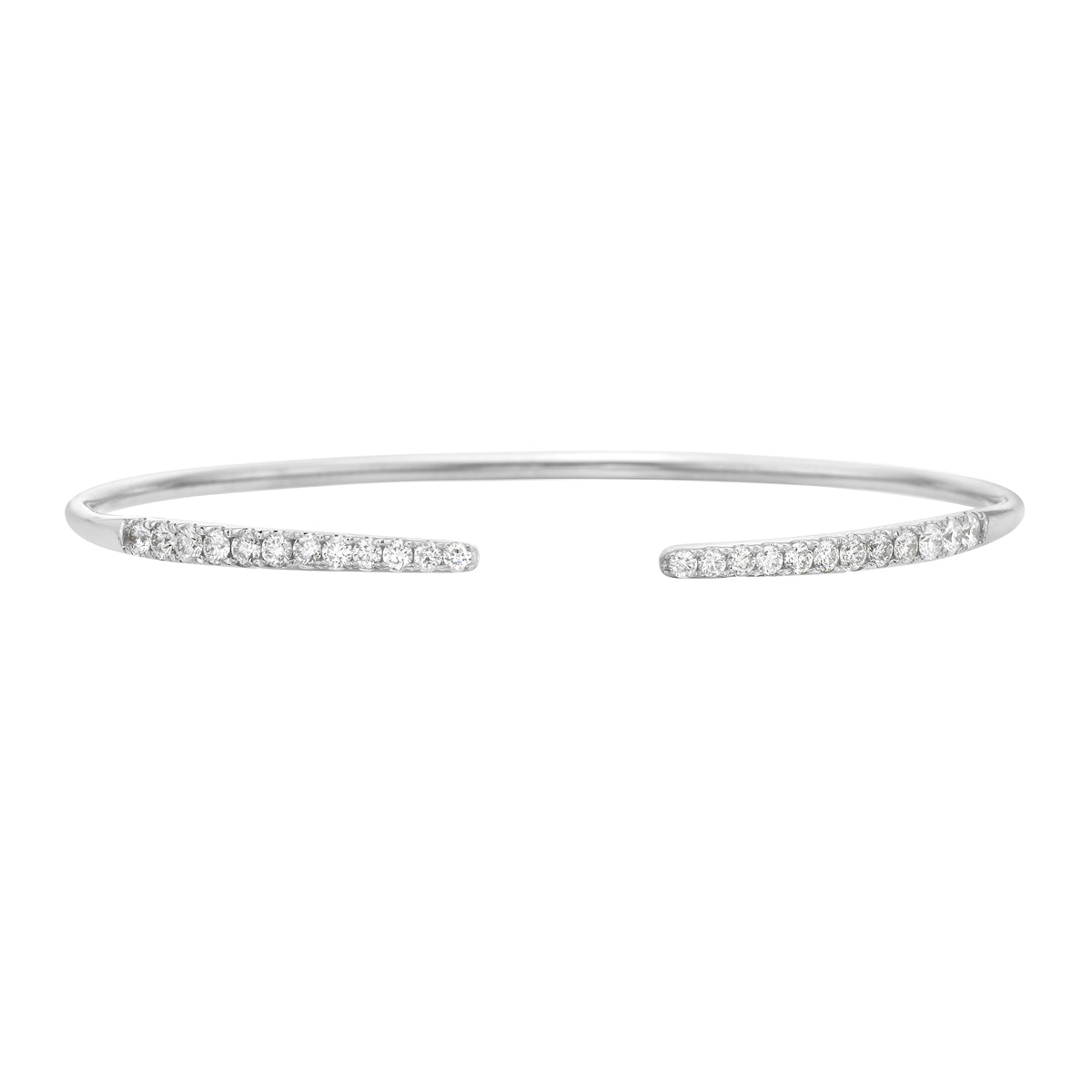 14K White Gold Diamond Claw Bangle, 0.81ct