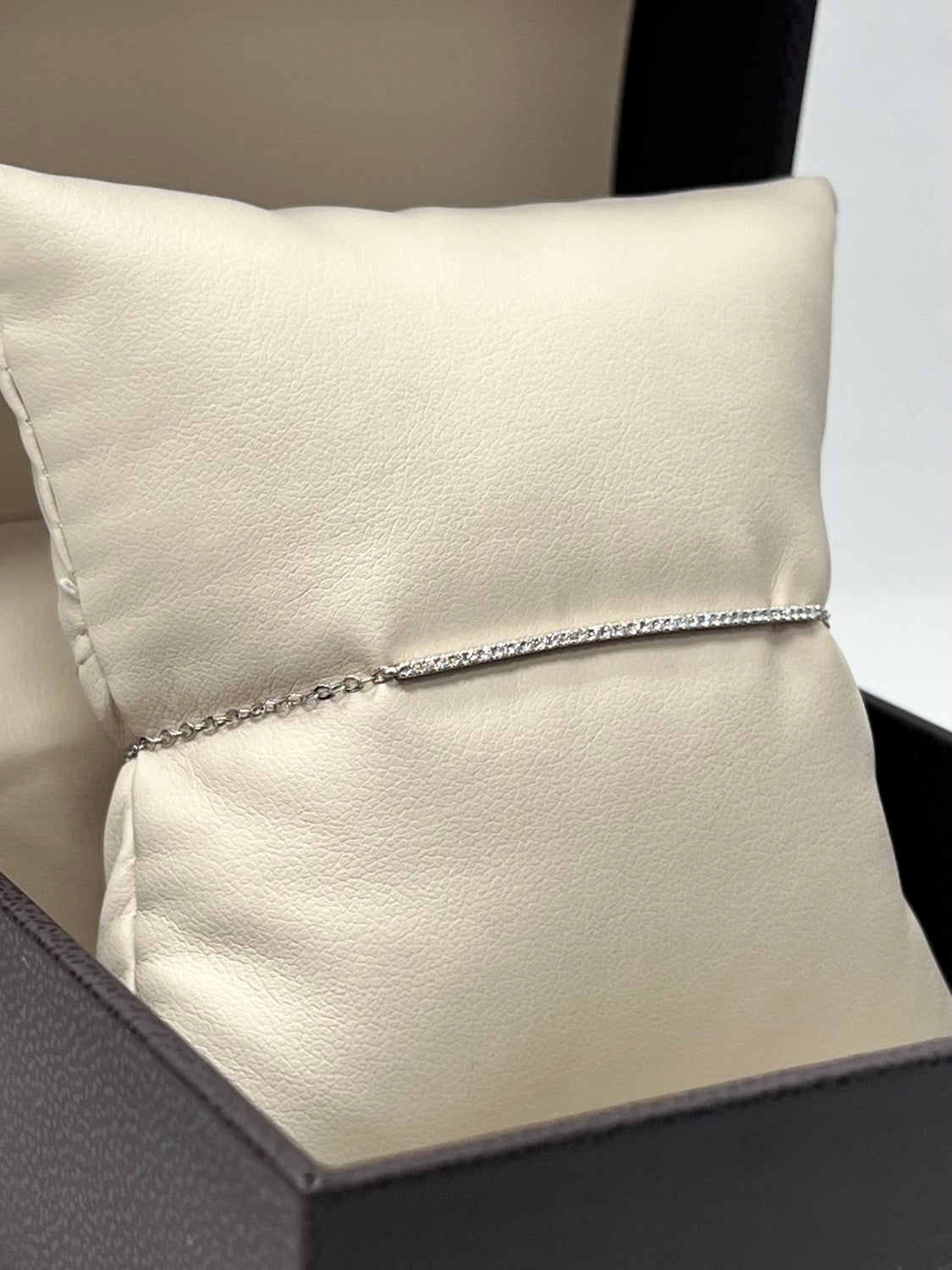 14K White Gold Diamond Bar Bracelet - Small, 0.15ct