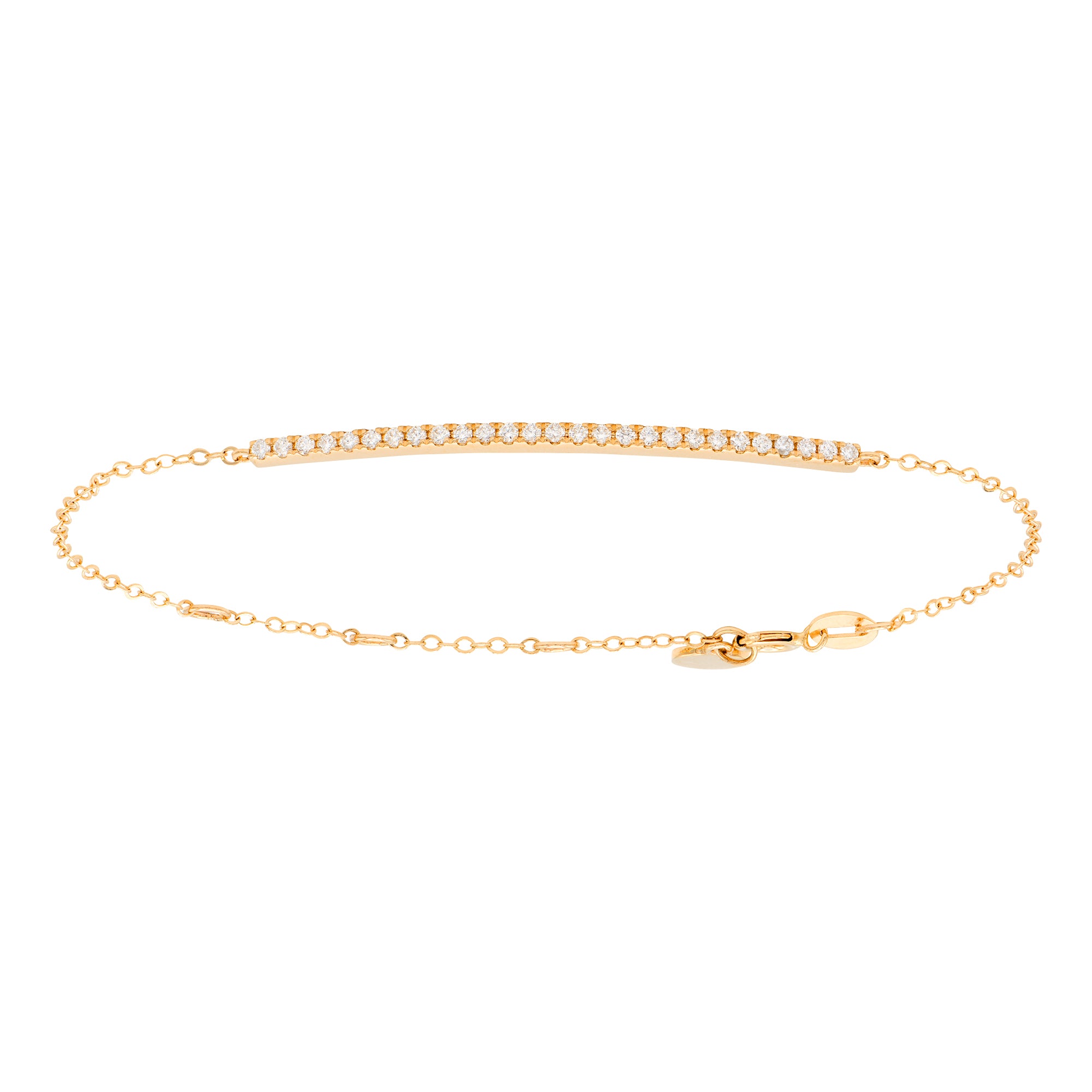 14K Rose Gold Diamond Bar Bracelet - Large, 0.27ct