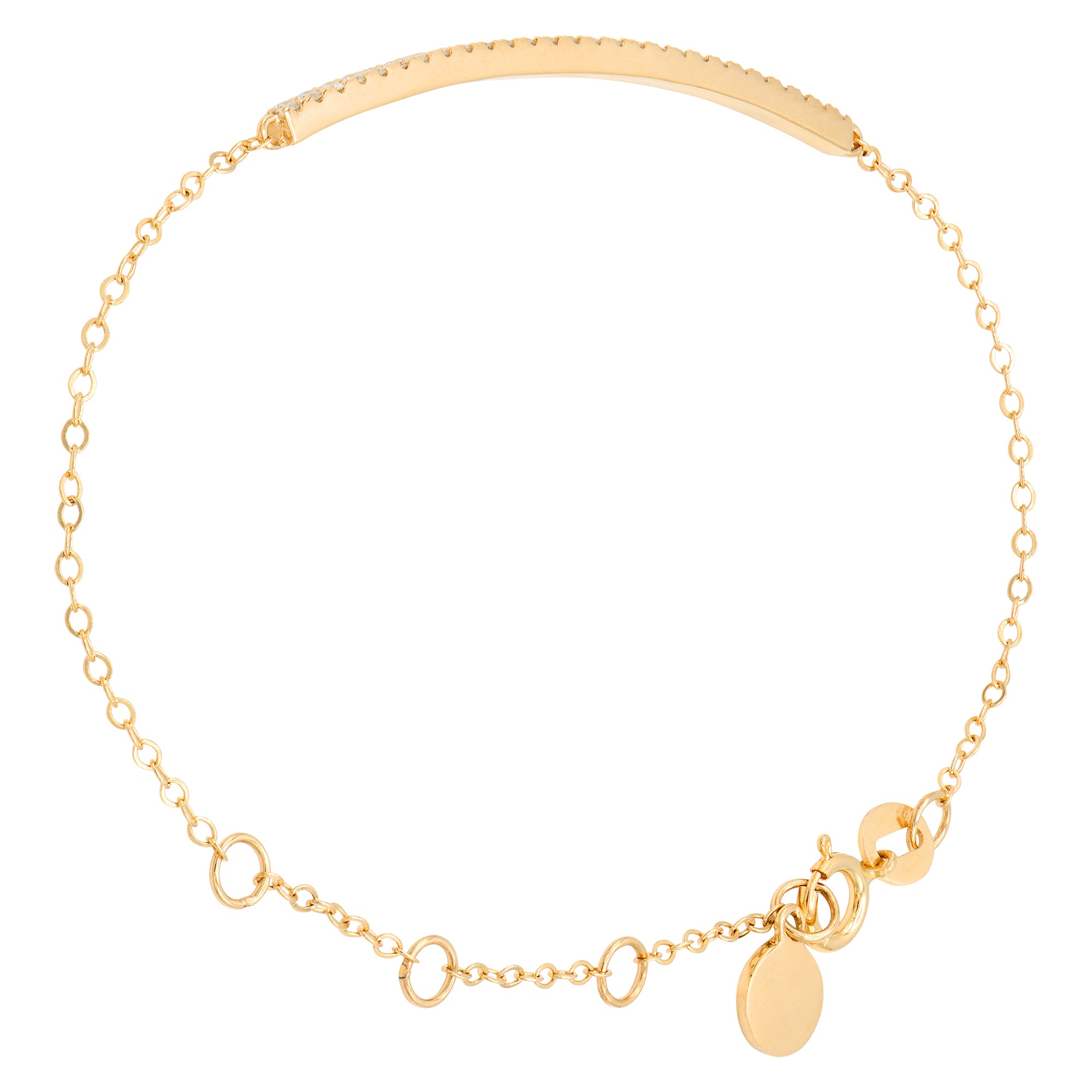 14K Rose Gold Diamond Bar Bracelet - Large, 0.27ct