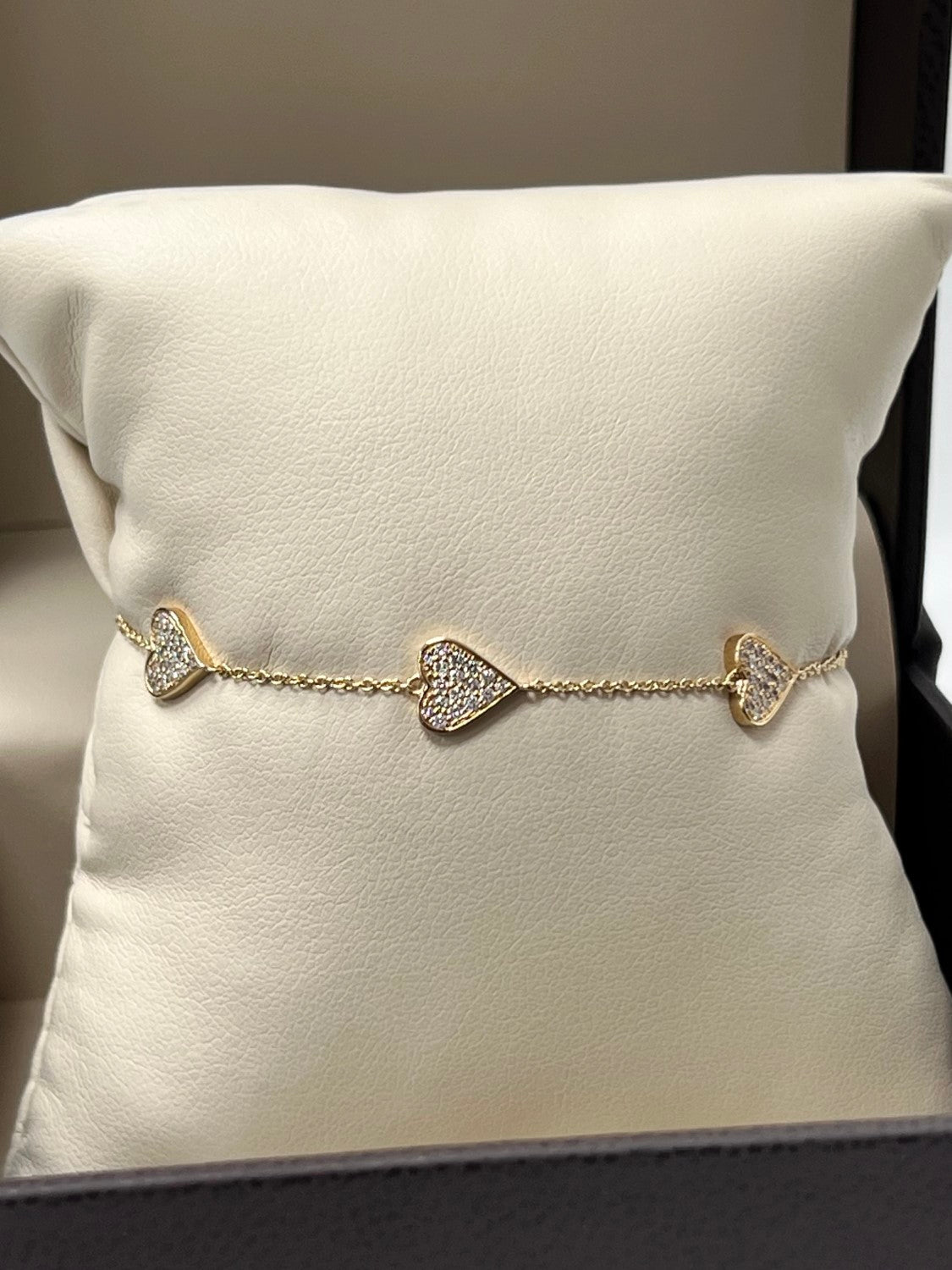 14K Yellow Gold Diamond Heart Eternity Bracelet, 0.51ct