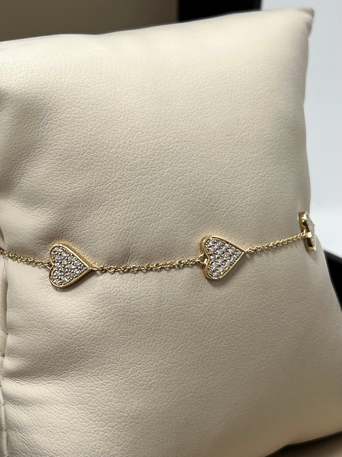 14K Yellow Gold Diamond Heart Eternity Bracelet, 0.51ct
