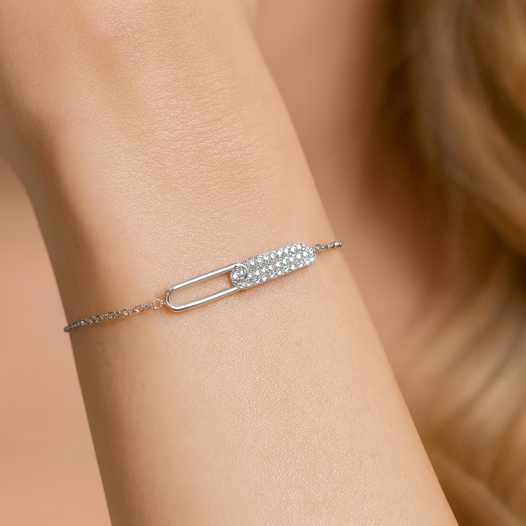 14K White Gold Diamond Paperclip Bracelet, 0.41ct