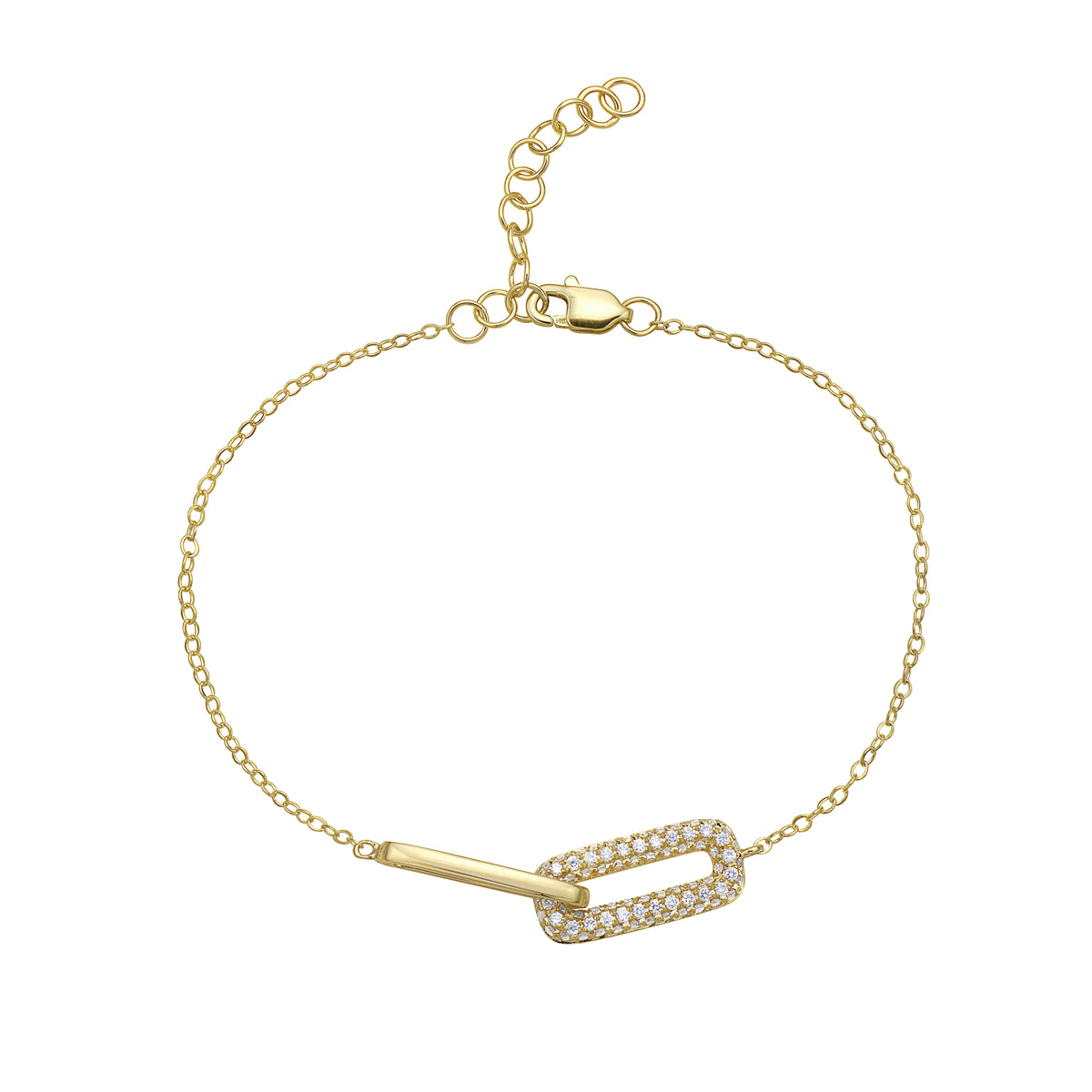 14K Yellow Gold Diamond Paperclip Bracelet
