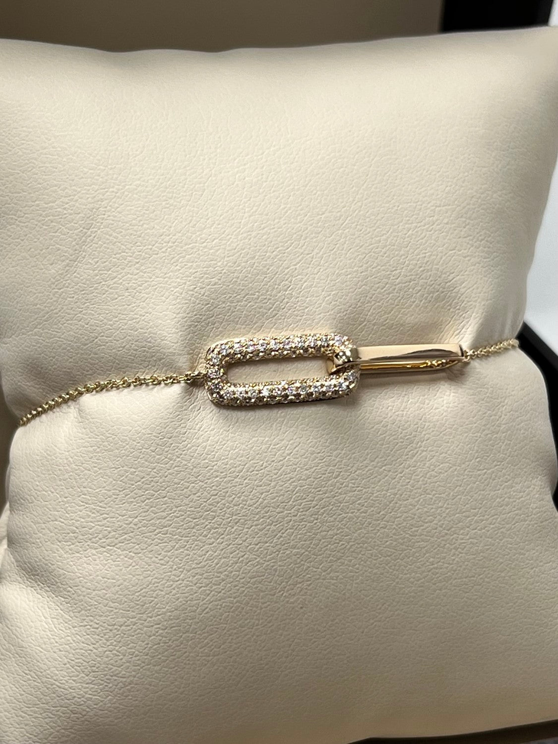 14K Yellow Gold Diamond Paperclip Bracelet