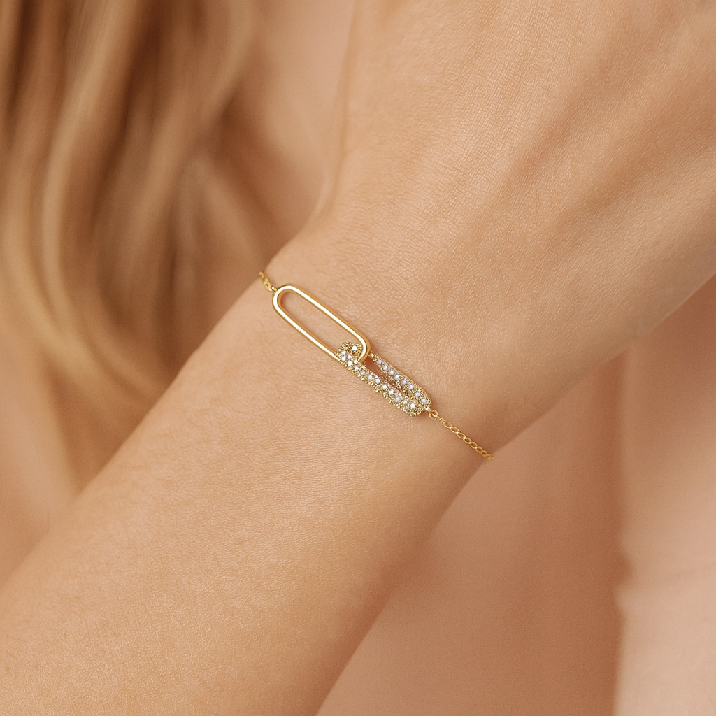14K Yellow Gold Diamond Paperclip Bracelet, 0.41ct