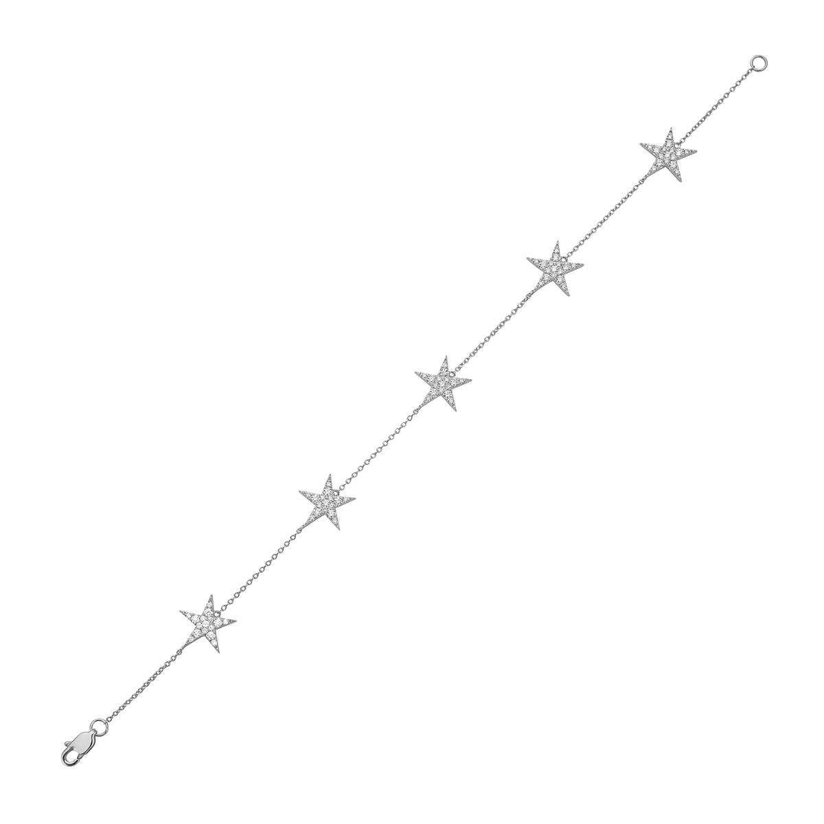 14K White Gold Diamond Stars Bracelet, 0.78ct