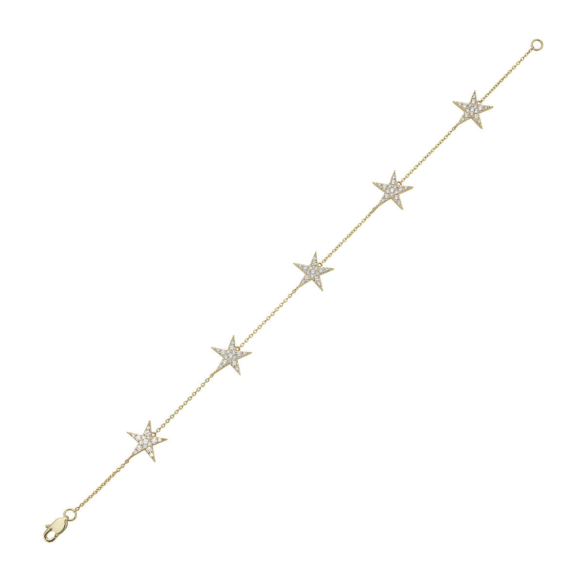14K Yellow Gold Diamond Stars Bracelet, 0.78ct