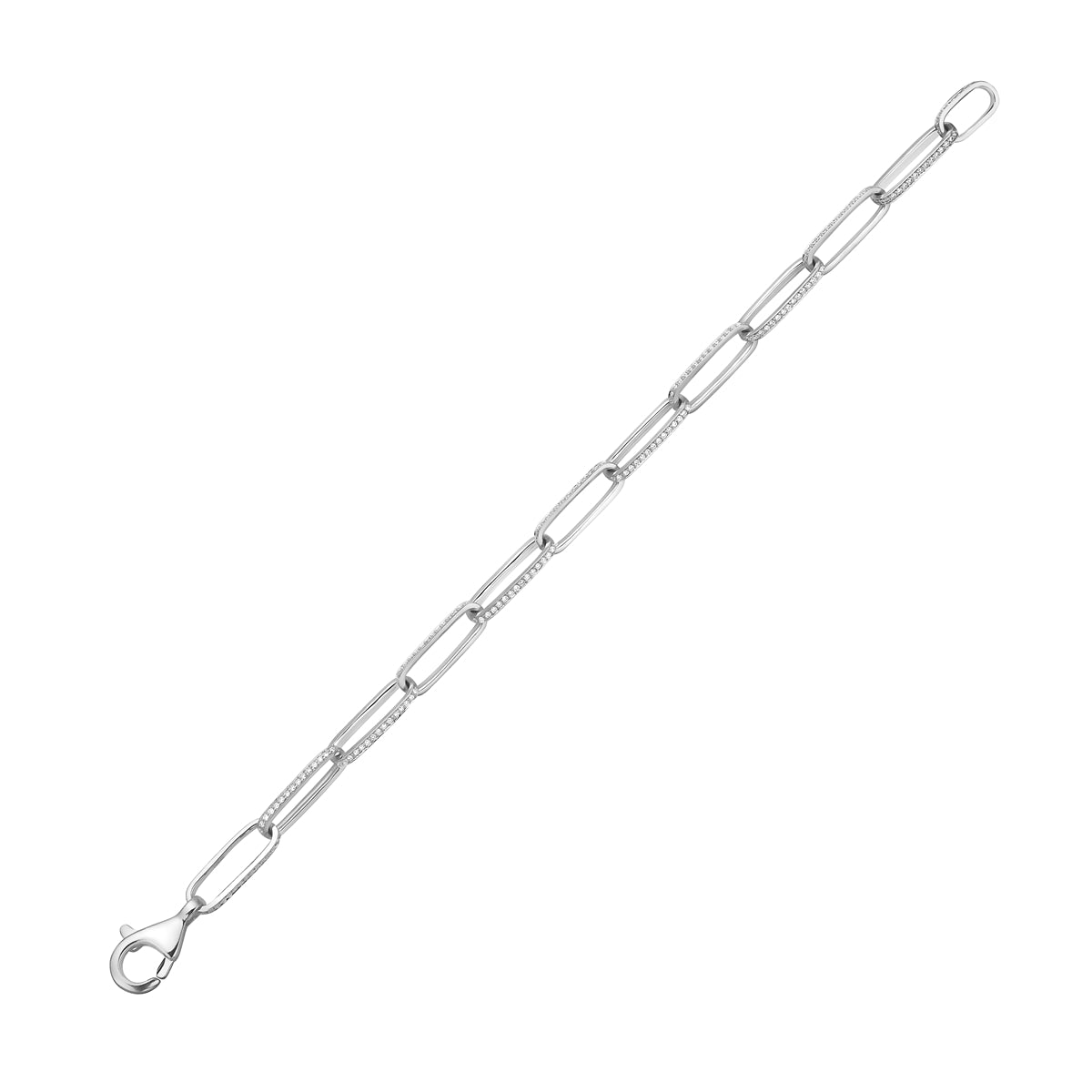 14K White Gold Eternity Diamond Paperclip Bracelet, 1.58ct