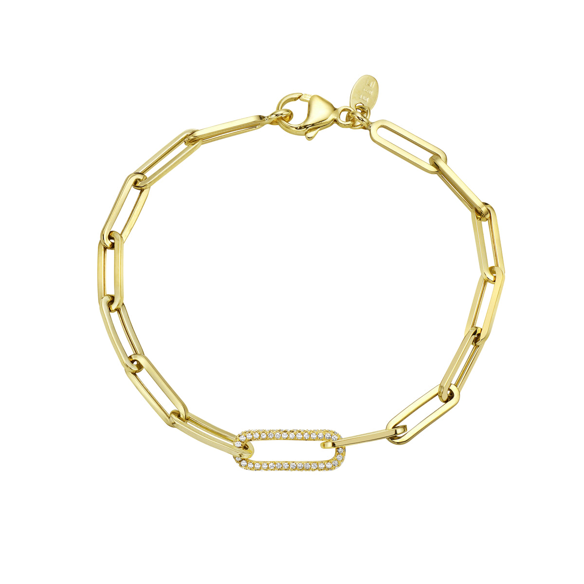 14K Yellow Gold Solitaire Diamond Paperclip Link Bracelet, 0.36ct