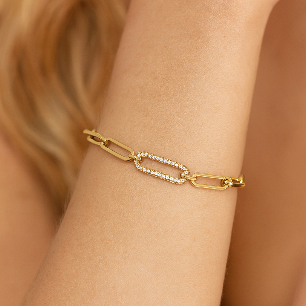 14K Yellow Gold Solitaire Diamond Paperclip Link Bracelet, 0.36ct