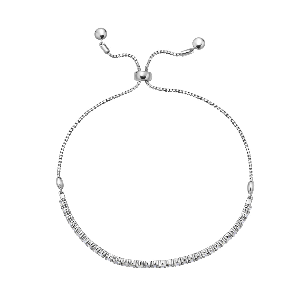 14K White Gold Diamond Tennis Bolo Bracelet, 0.93ct