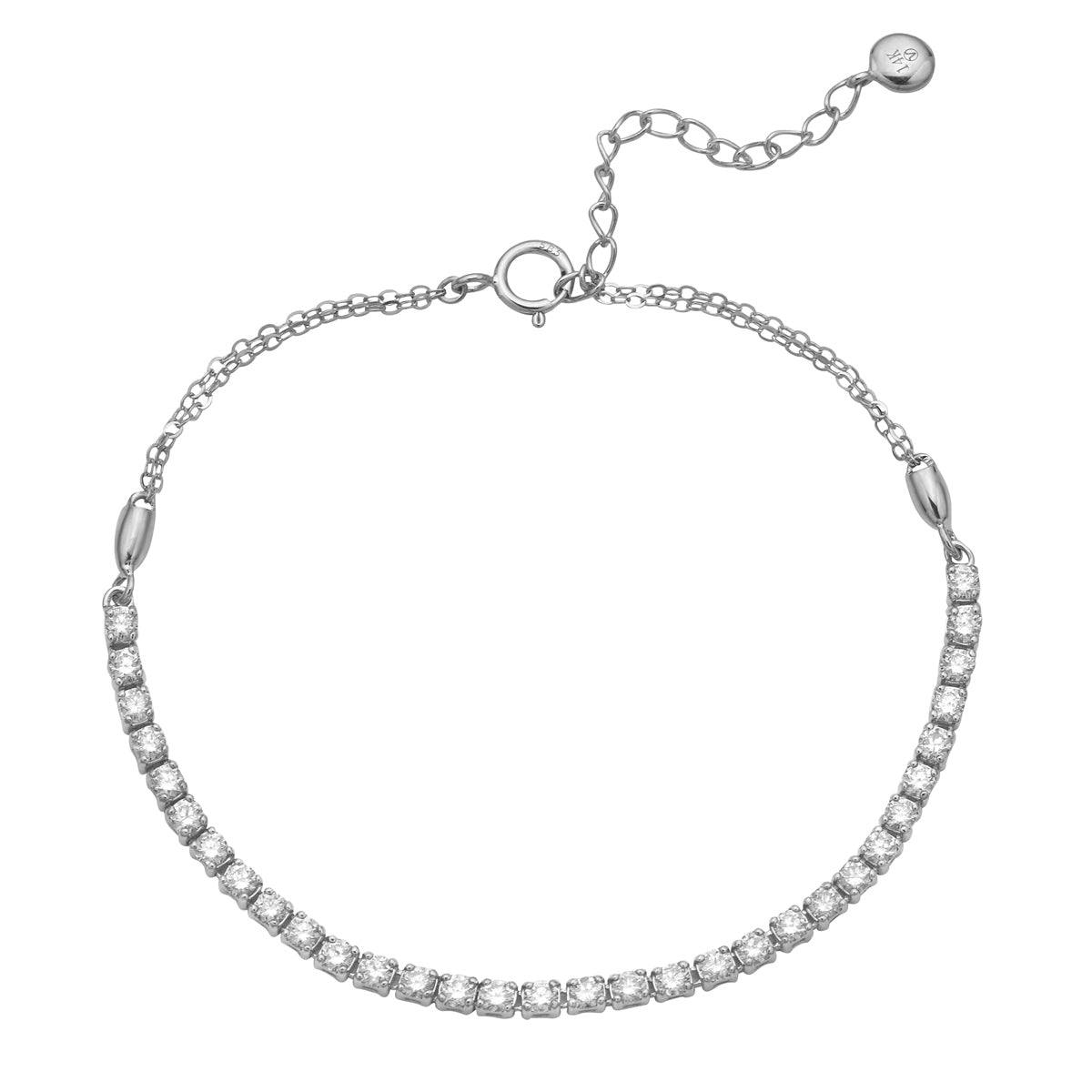 14K White Gold Adjustable Diamond Tennis Bracelet, 0.98ct