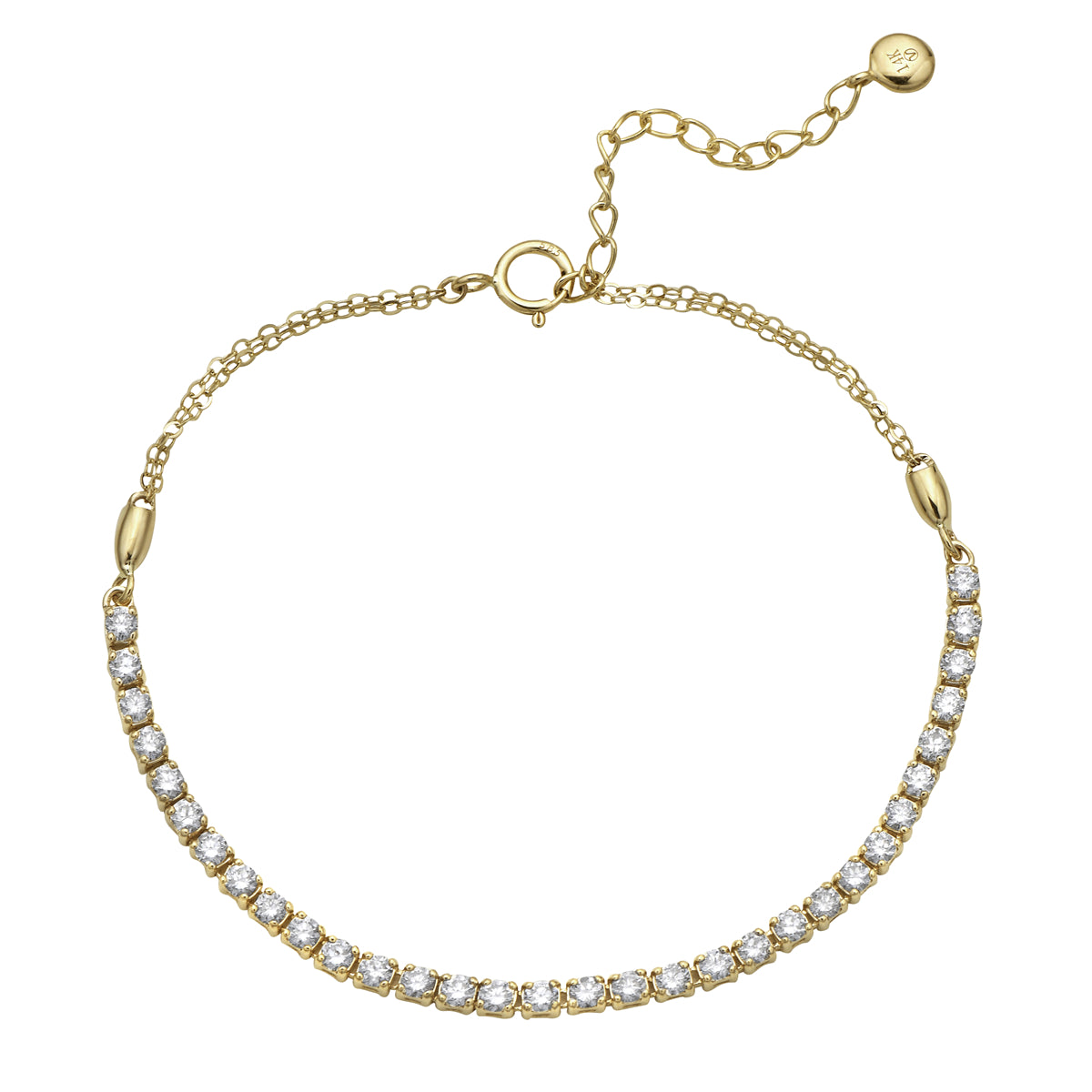 14K Yellow Gold Adjustable Diamond Tennis Bracelet, 0.98ct