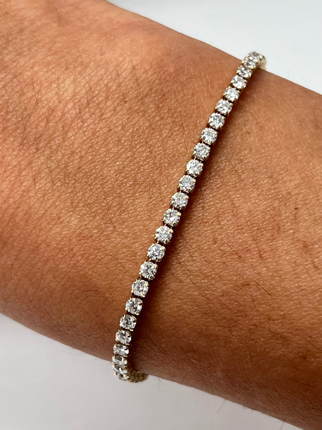 14K Yellow Gold Adjustable Diamond Tennis Bracelet