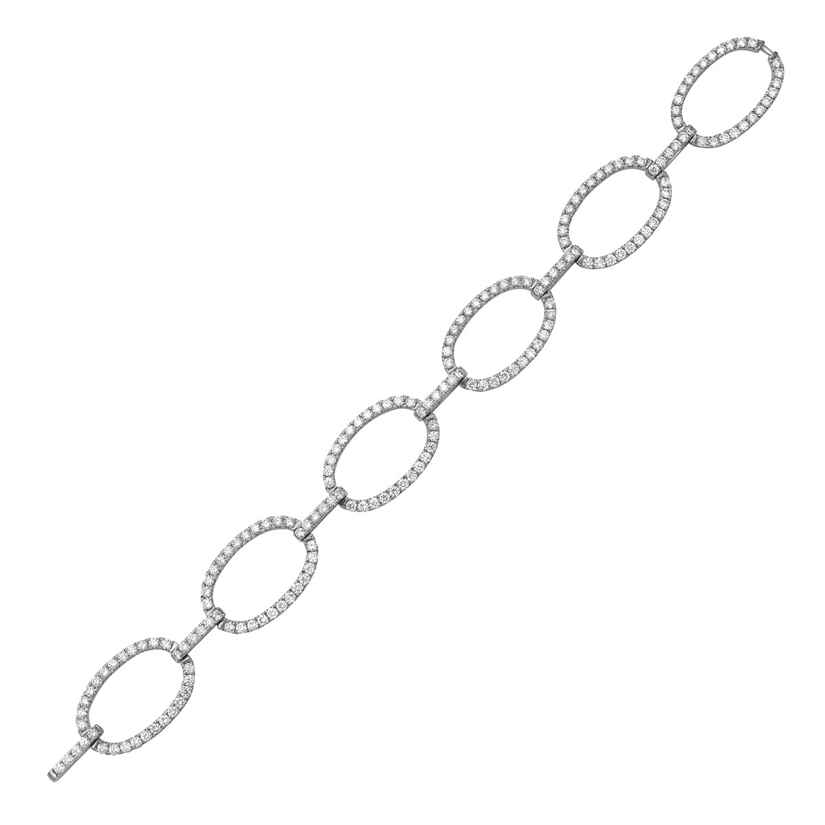 14K White Gold Diamond Open Circle Link Bangle