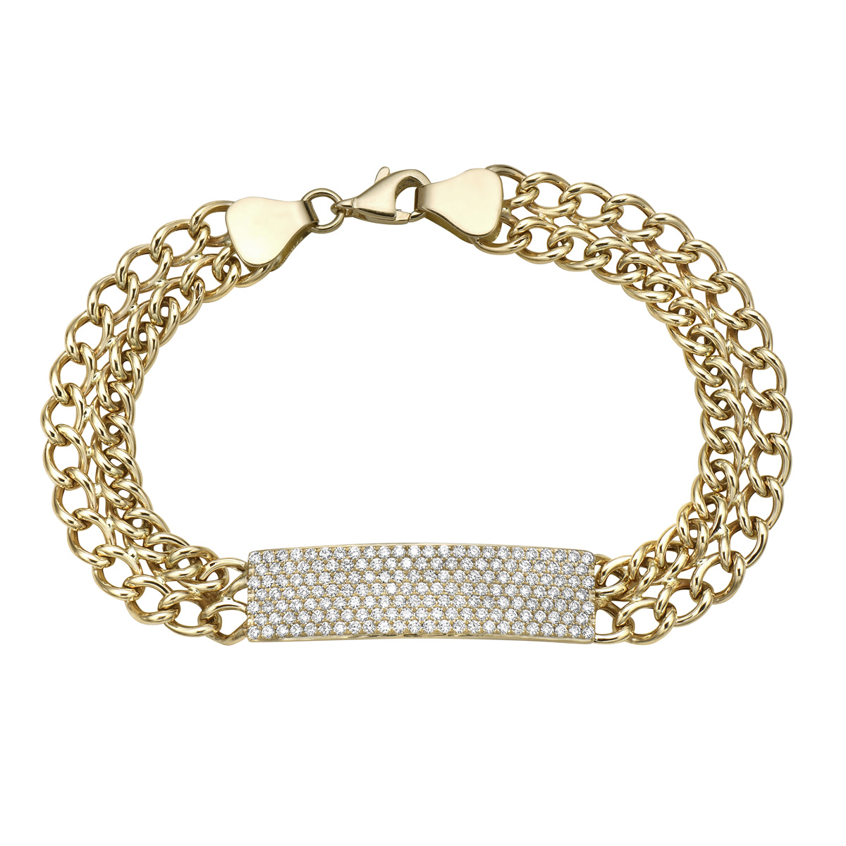 14K Yellow Gold Multi Row Diamond Bracelet, 1.47ct