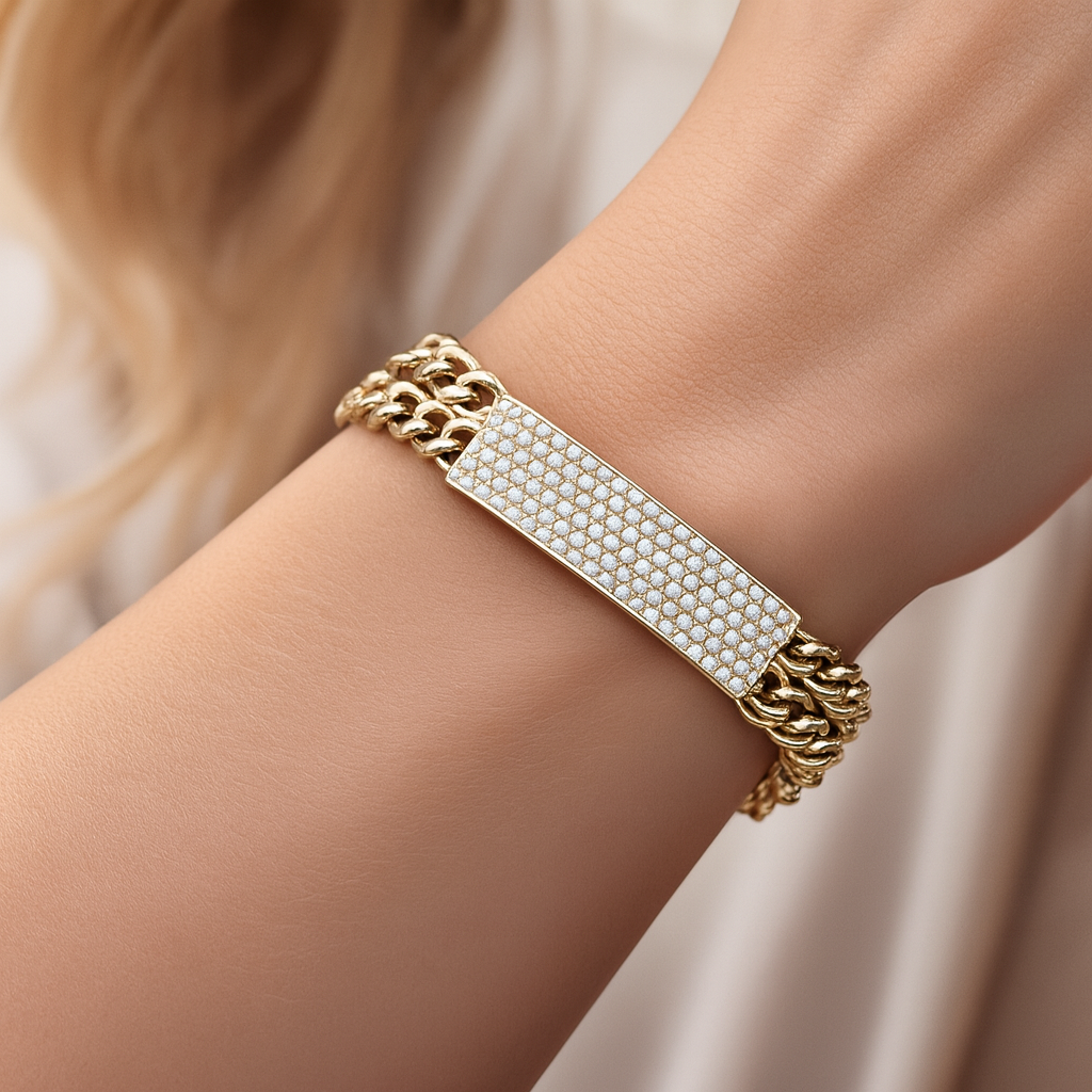 14K Yellow Gold Multi Row Diamond Bracelet, 1.47ct