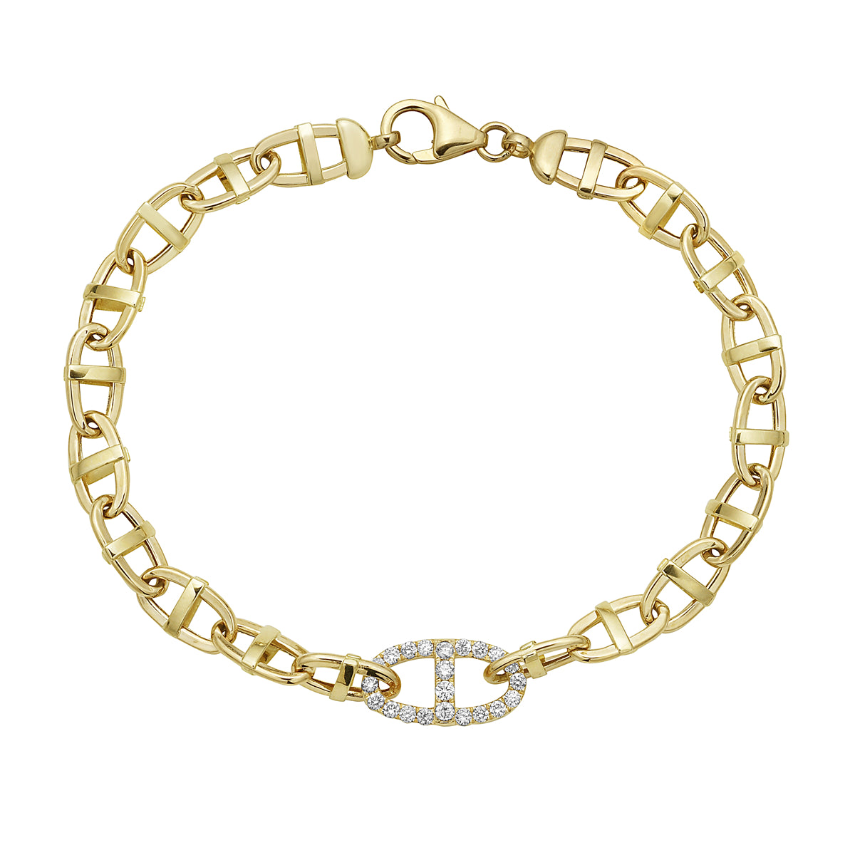 14K Yellow Gold Diamond Link Bracelet, 0.65ct