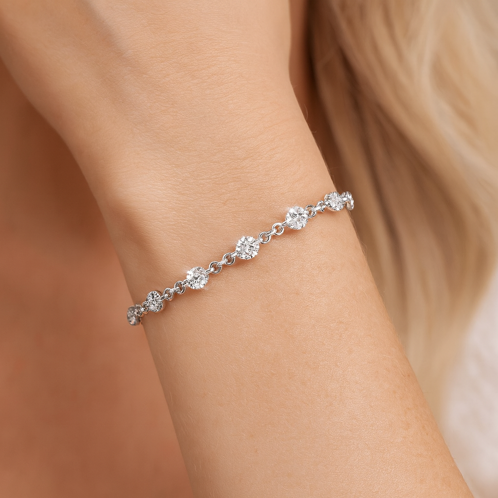 14K White Gold Diamond Bracelet 0.87ct