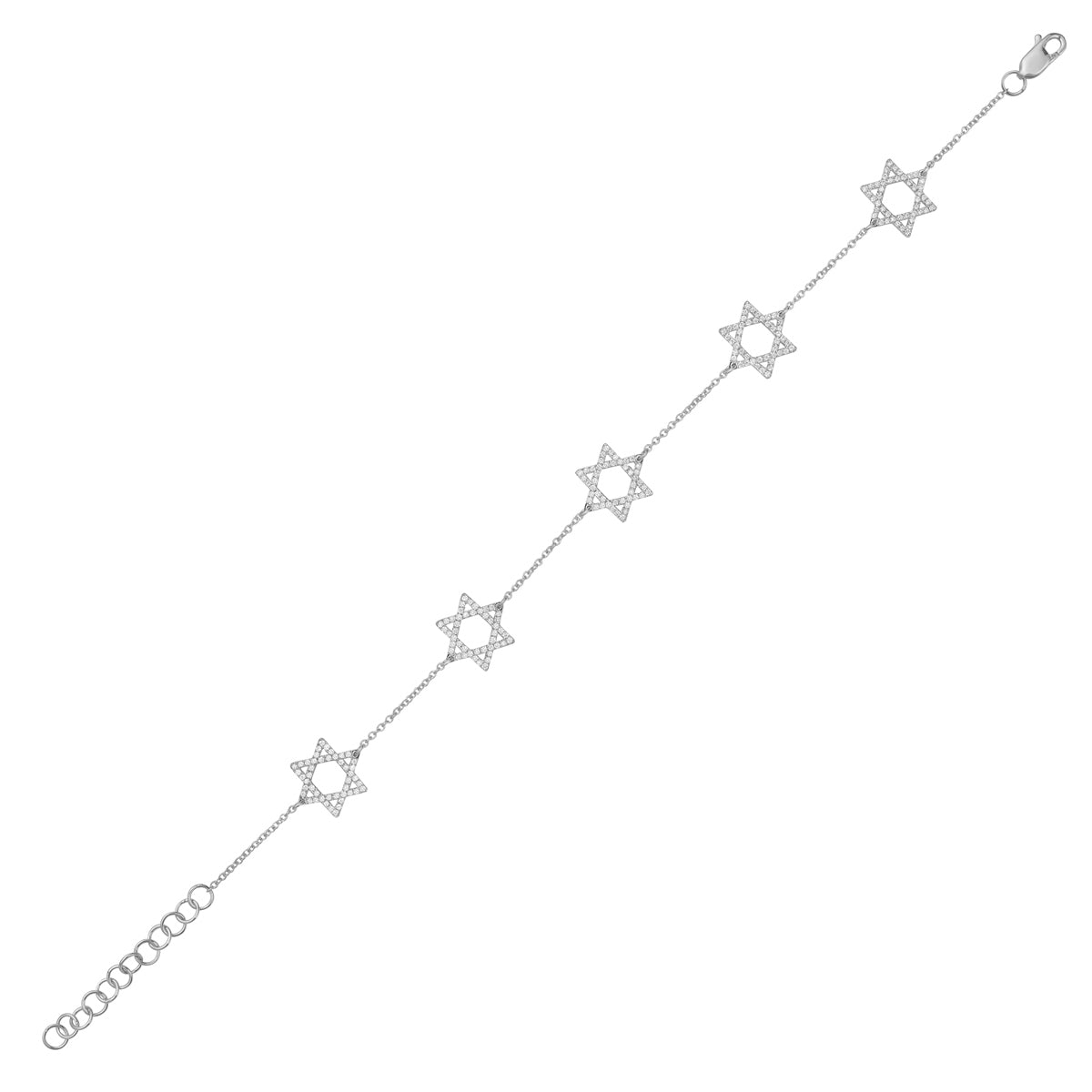 14K White Gold Diamond Star Bracelet, 0.42ct