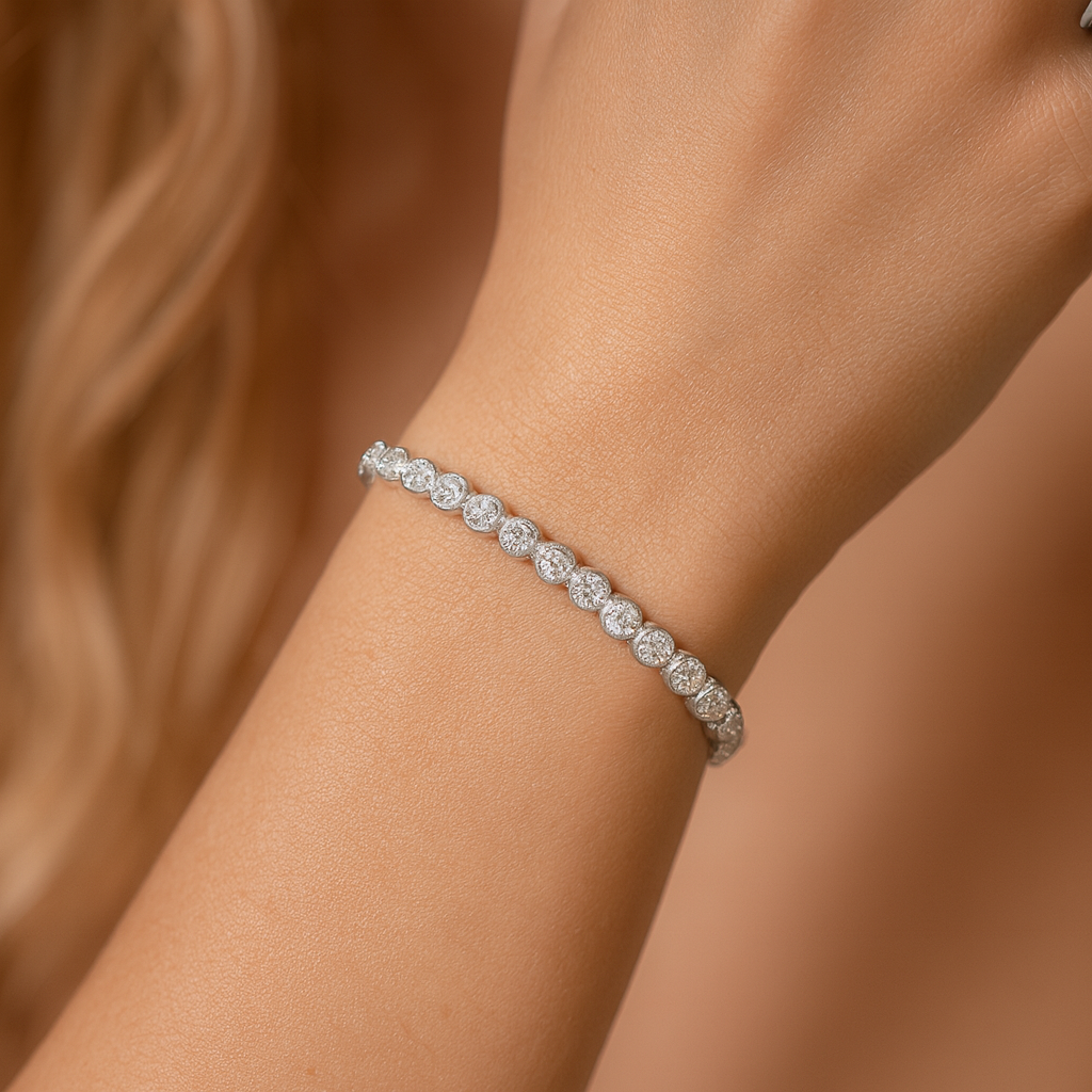 14K White Gold Diamond Bracelet, 0.93ct