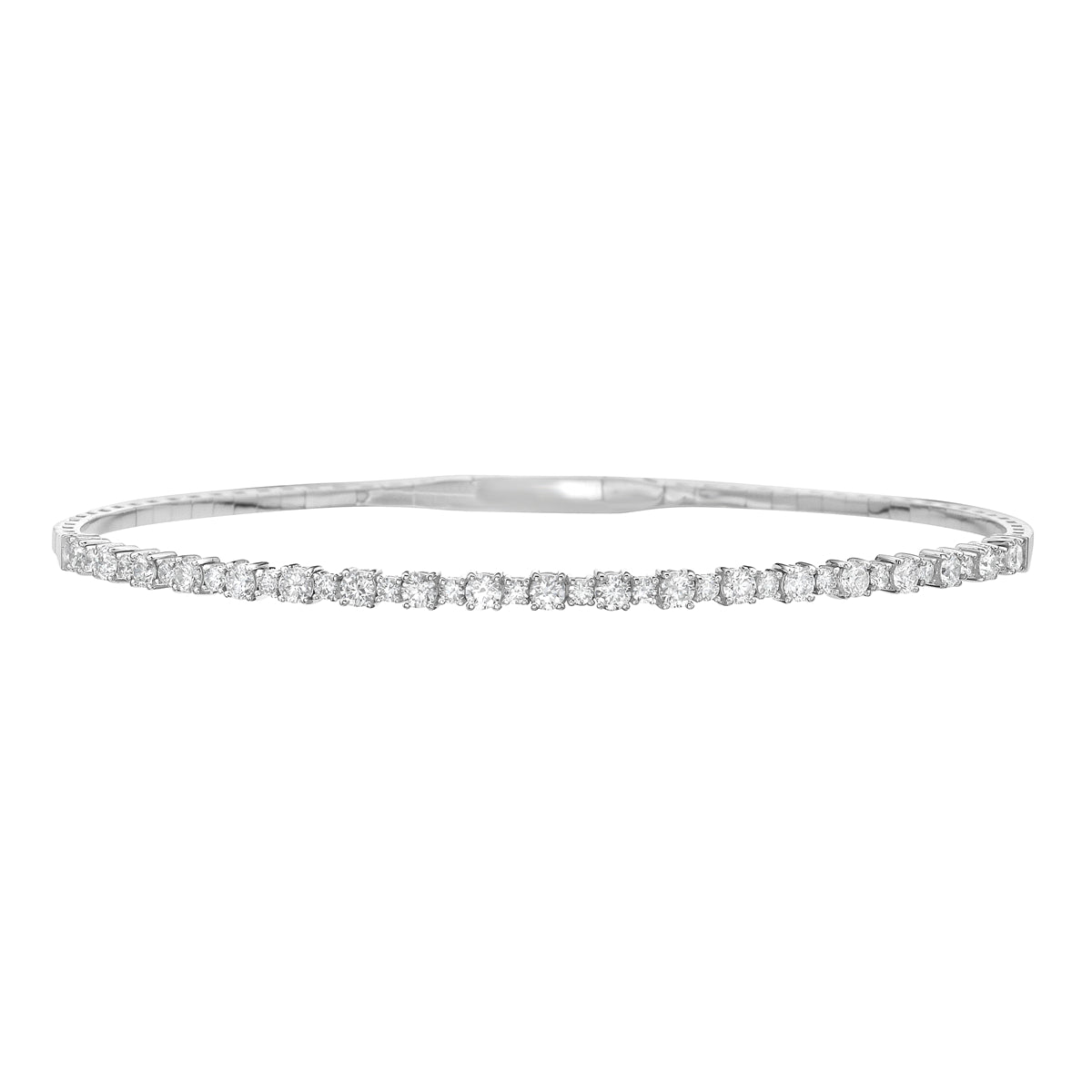 14K White Gold Diamond Bangle, 1.03ct