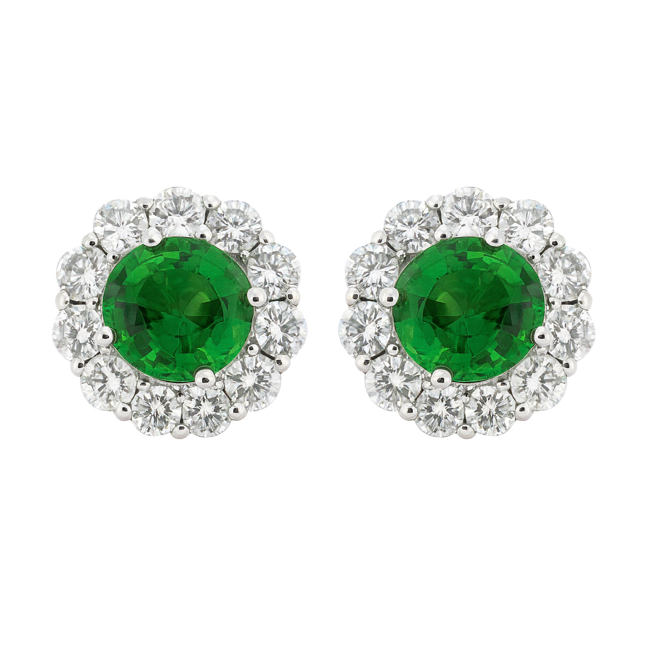 14K White Gold Tsavorite Earrings, 1.04ct