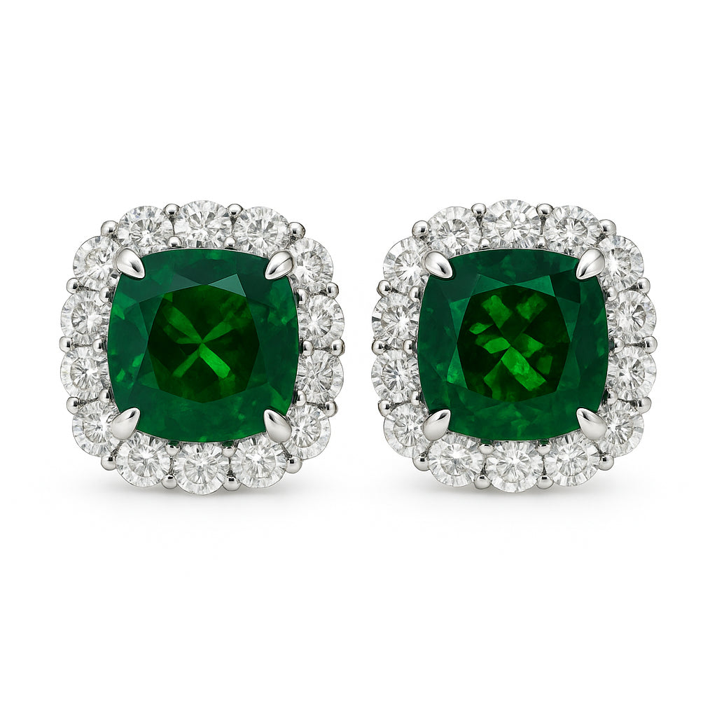 14K White Gold Tsavorite Earrings, 0.42ct